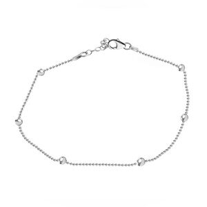 Sterling Silver Beaded Station Anklet